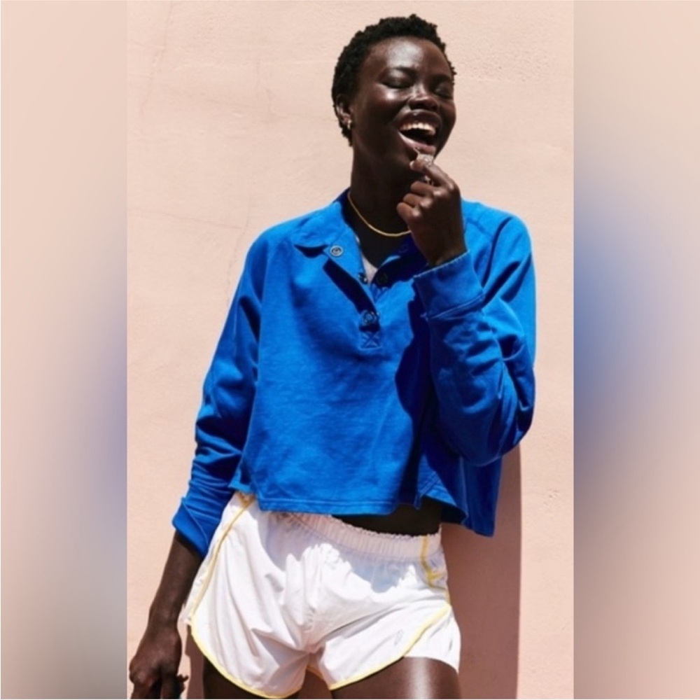 Free People Post Up Rugby Layer In Stellar Blue